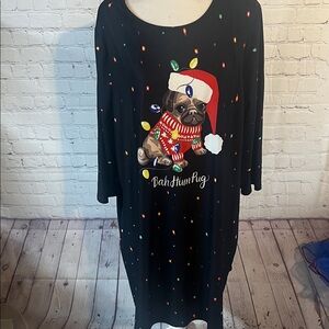 2X Black Christmas Pug Nightgown. Exc condition.